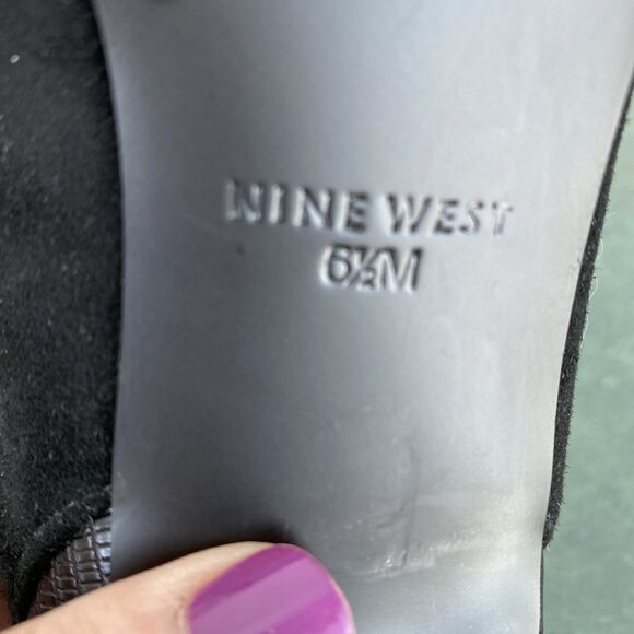 Nine West 'Andra' US 6.5M black suede open toe high heels shoes sexy slip ons - Picture 11 of 11
